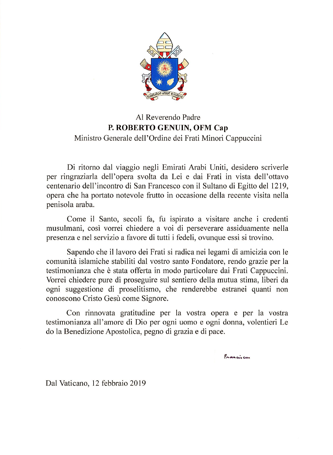 Lettera del Papa